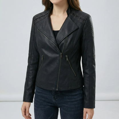 Vintage-Inspired Biker Jacket - Lily
