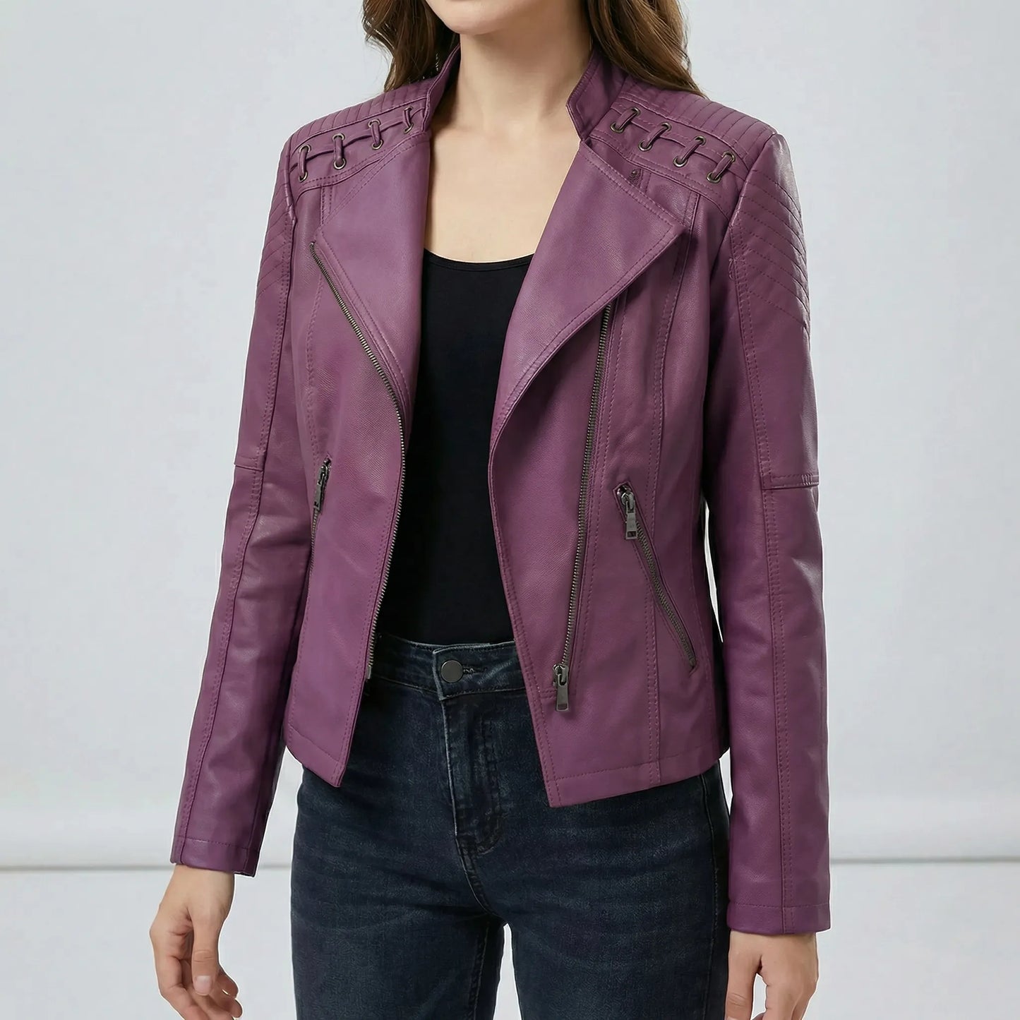 Vintage-Inspired Biker Jacket - Lily