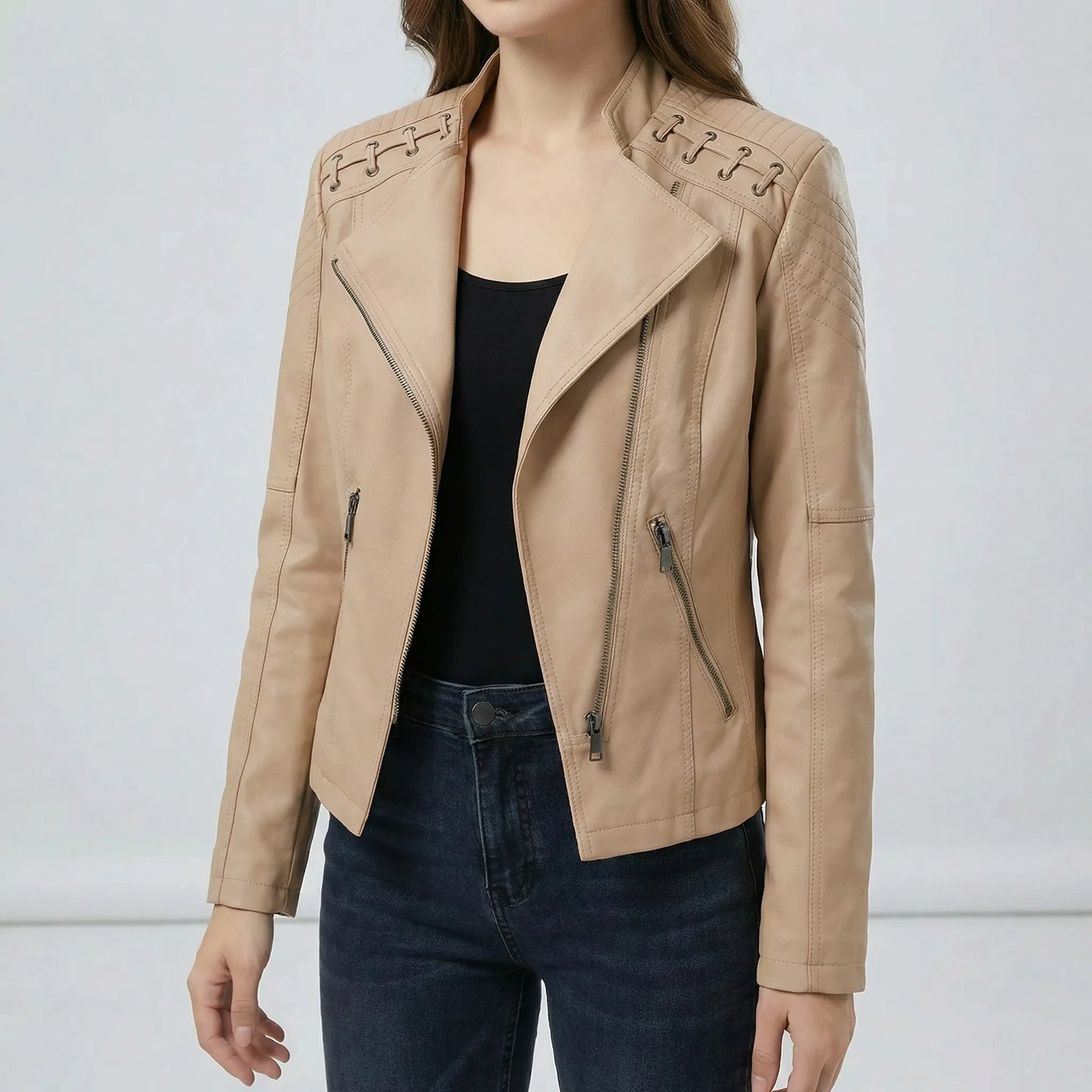 Vintage-Inspired Biker Jacket - Lily