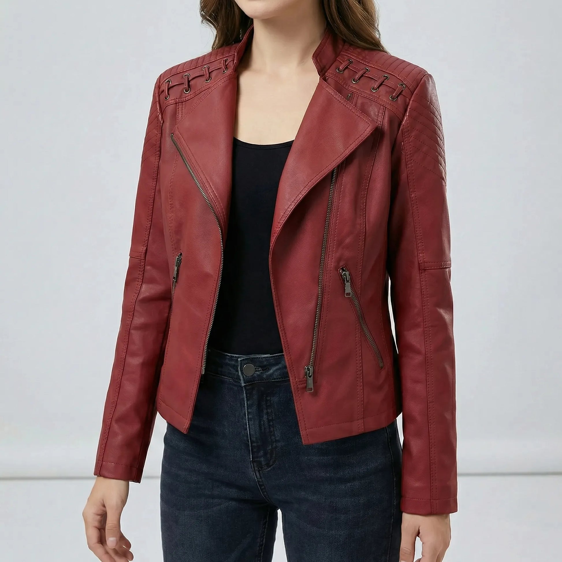 Vintage-Inspired Biker Jacket - Lily