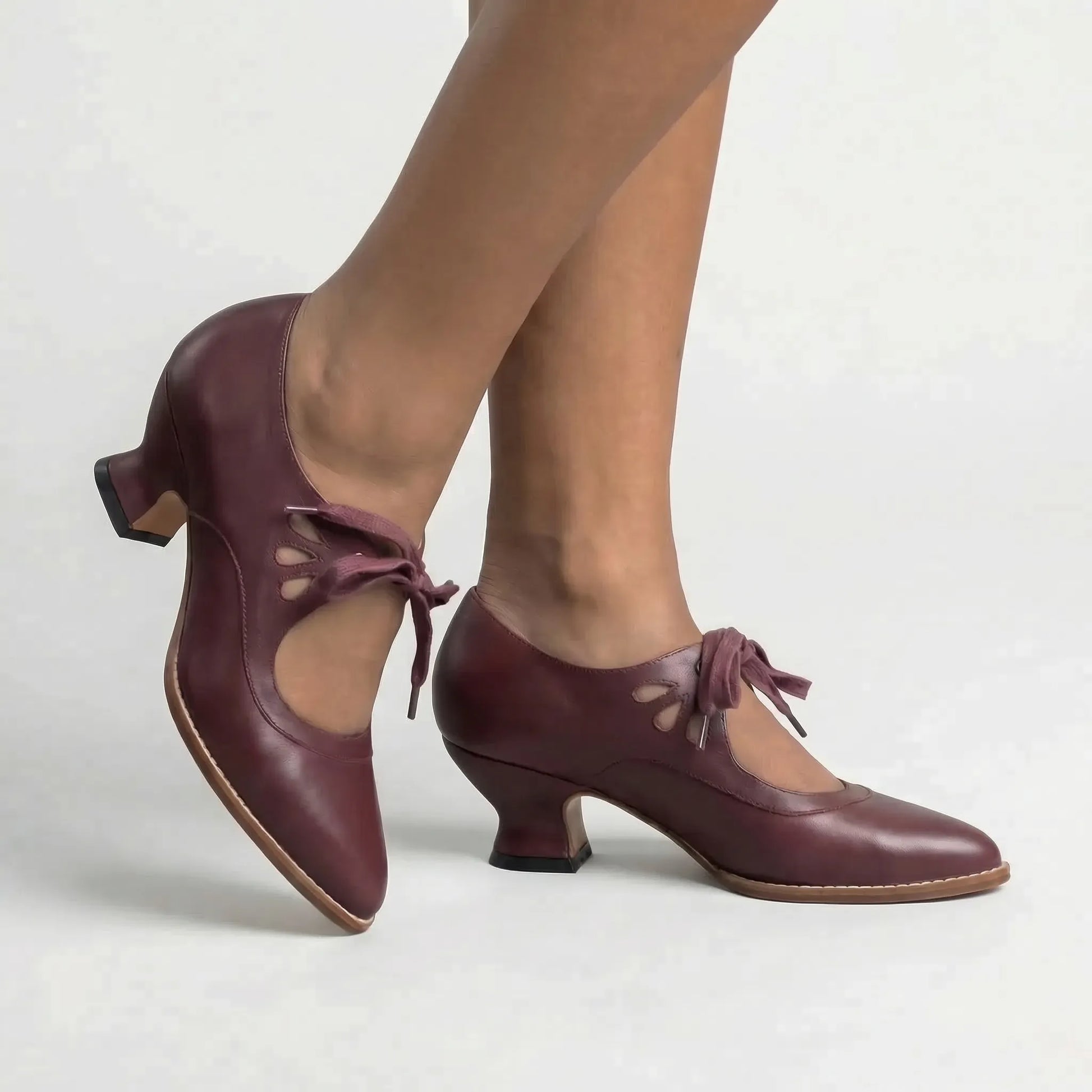 Vintage-Inspired Lace-Up Heeled Shoe - Virginia