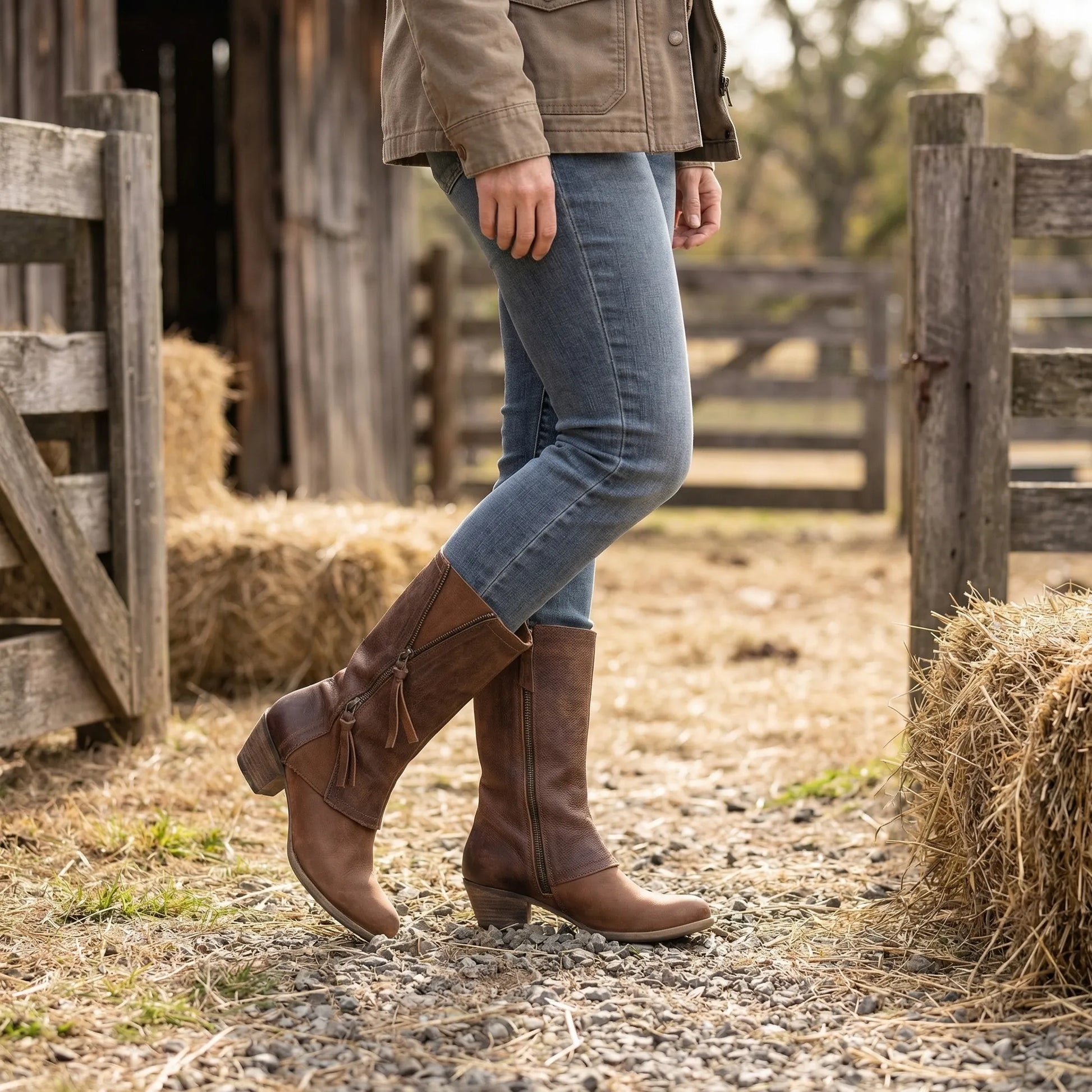 Vintage Cowgirl Mid-Calf Heeled Boot - Myrtle