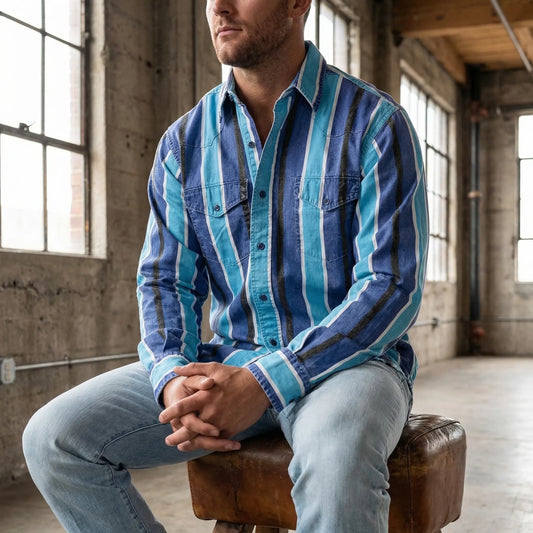 Vintage Stripe Long-Sleeve Button Shirt - Eric