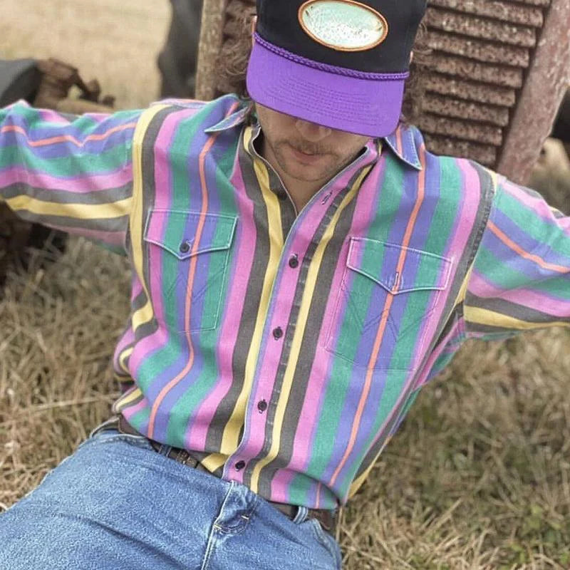 Vintage Stripe Long-Sleeve Button Shirt - Eric