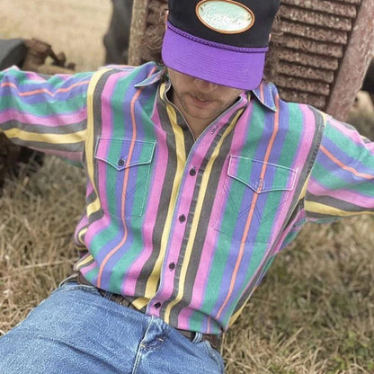 Vintage Stripe Long-Sleeve Button Shirt - Eric
