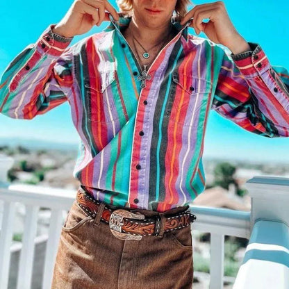 Vintage Stripe Long-Sleeve Button Shirt - Eric
