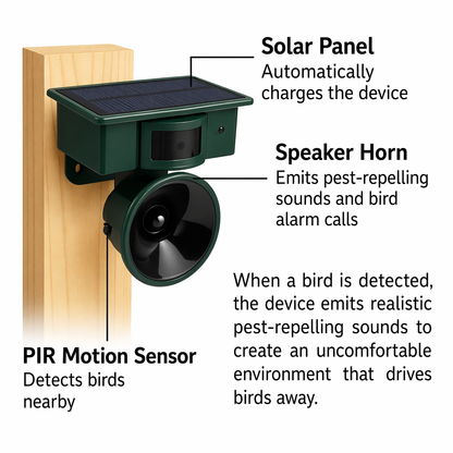 Bird Deterrent | Solar-Powered Motion Sensor | Animal-Friendly Hawk Calls 9