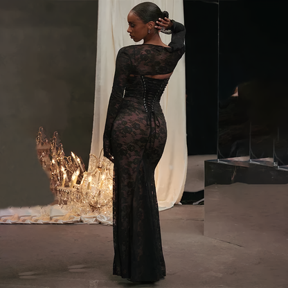 Maxi Dress with Lace and Strap - Lena