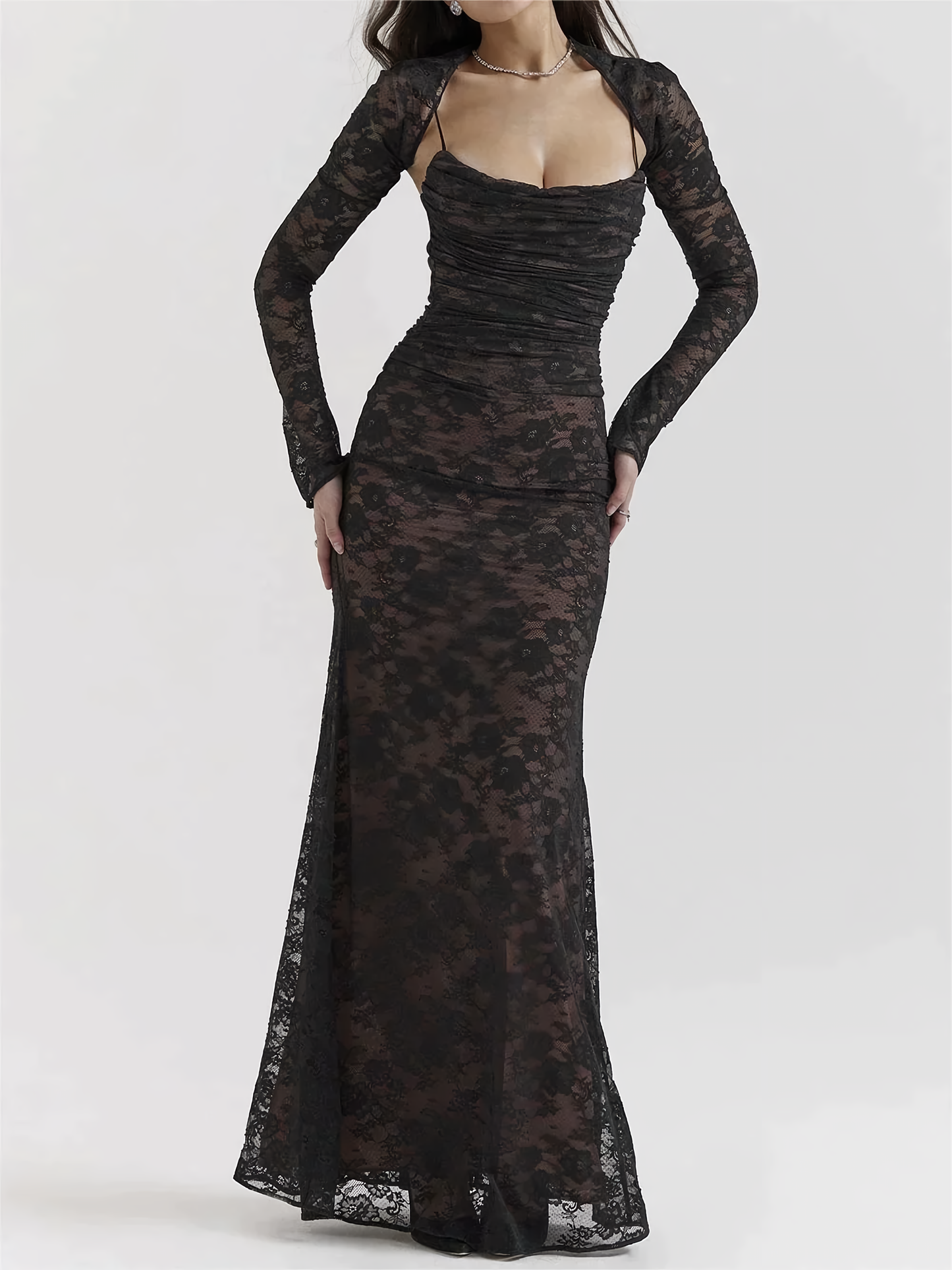 Maxi Dress with Lace and Strap - Lena