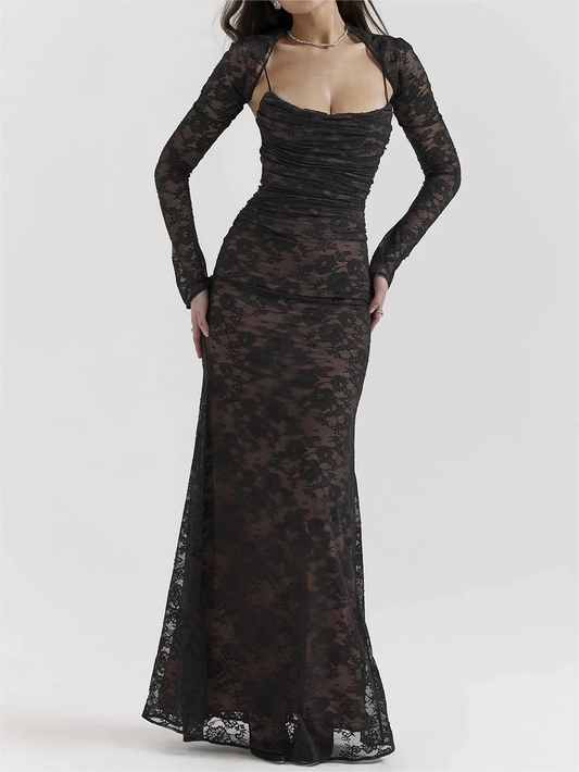 Maxi Dress with Lace and Strap - Lena
