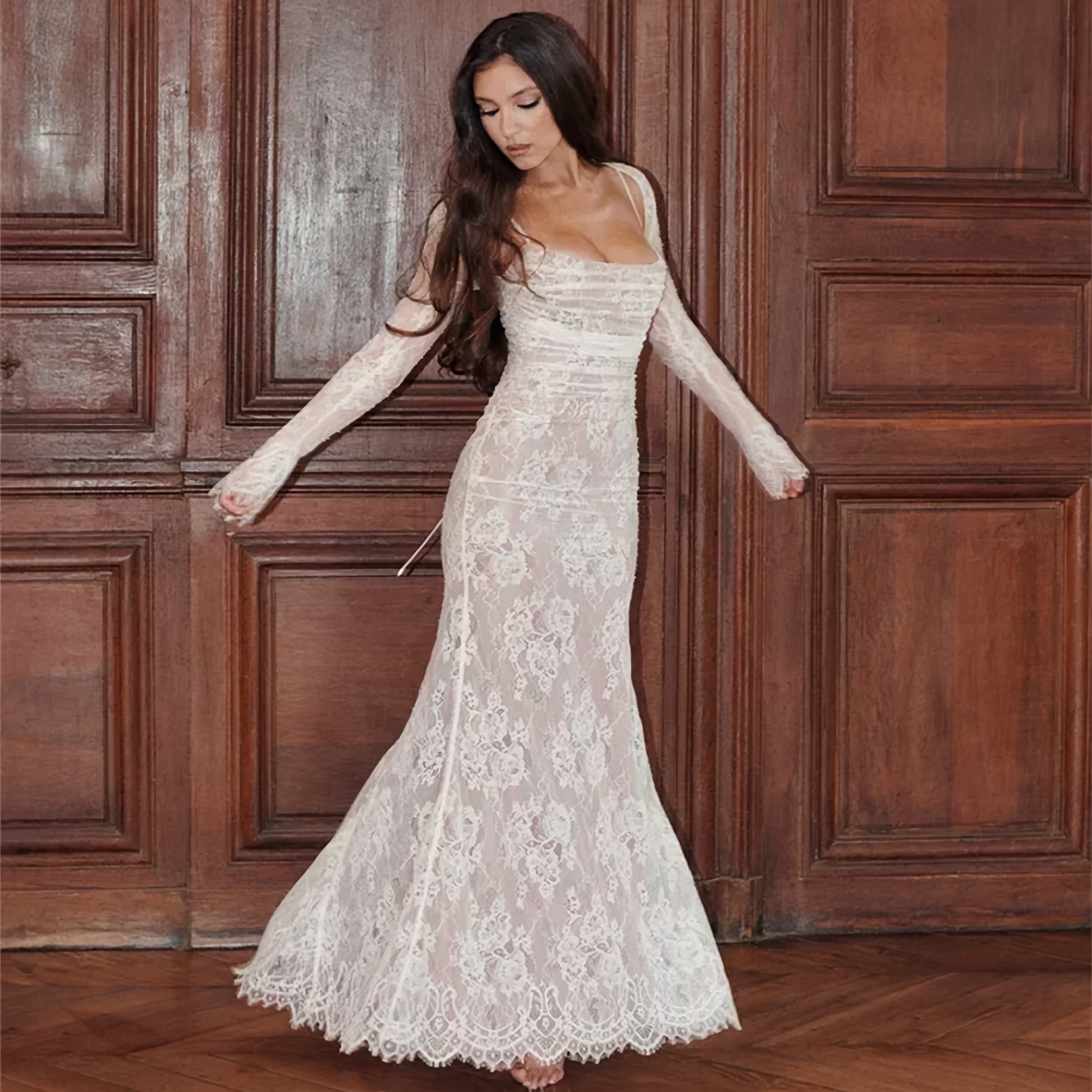Maxi Dress with Lace and Strap - Lena