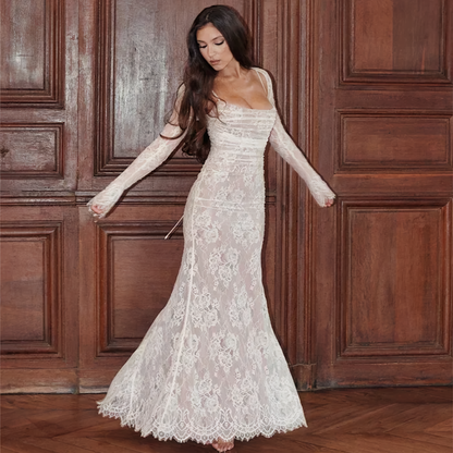 Maxi Dress with Lace and Strap - Lena