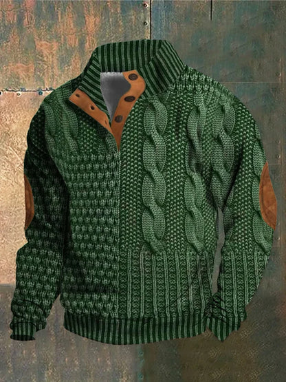 Warm Men's Jumper With Cable-Knit Pattern - Oscar