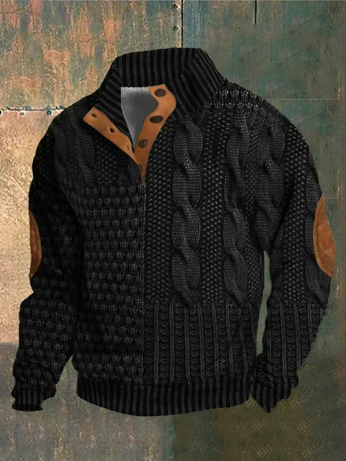 Warm Men's Jumper With Cable-Knit Pattern - Oscar