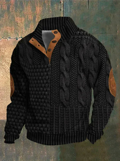 Warm Men's Jumper With Cable-Knit Pattern - Oscar