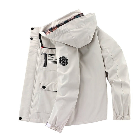 Water-Resistant Men's Jacket With Detachable Hood - Isaac