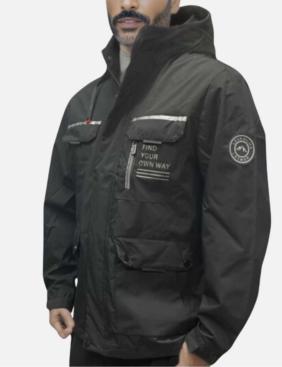 Water-Resistant Men's Jacket With Detachable Hood - Isaac