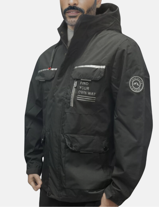 Water-Resistant Men's Jacket With Detachable Hood - Isaac