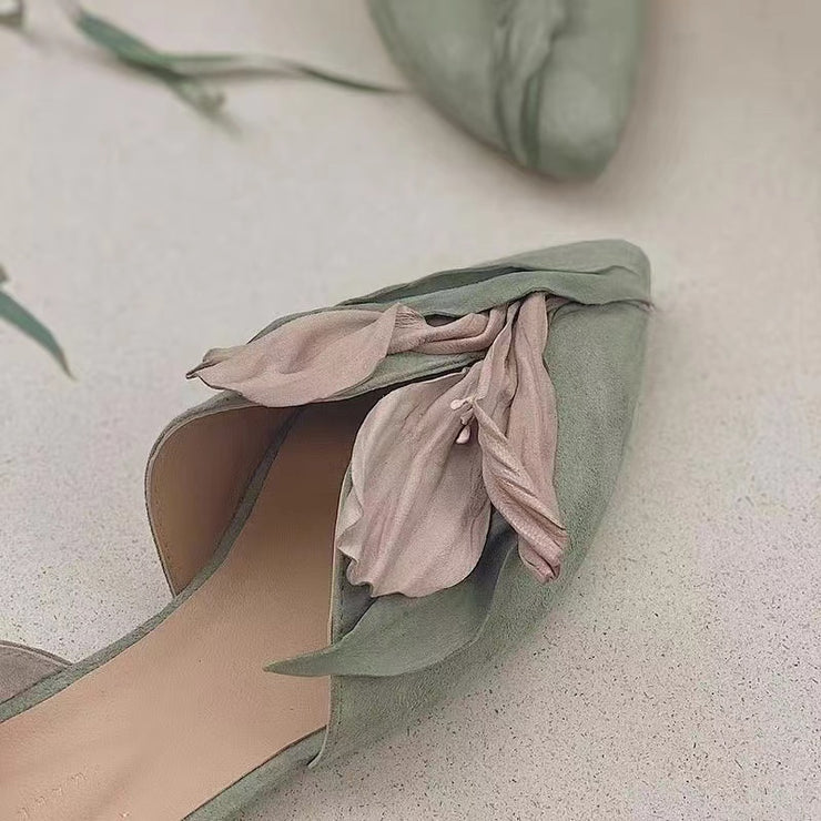 Handmade lace ballet flats with autumn roses – Odette
