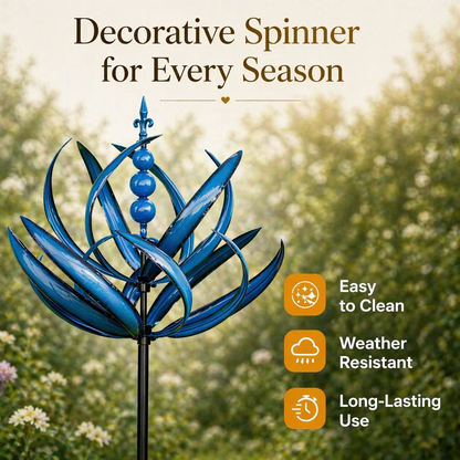 Weathervane Metal Lotus Wind Spinner - Rust-Resistant Garden Decor 3