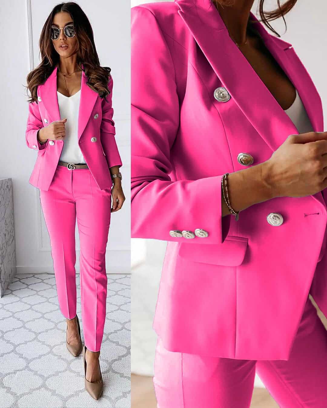 Two-piece women's suit set with blazer and trousers – Celeste