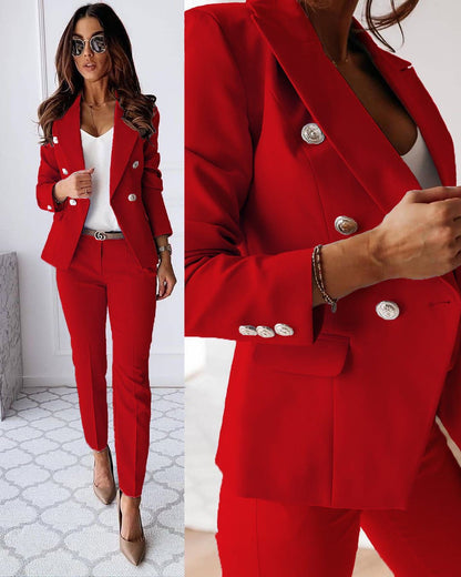 Two-piece women's suit set with blazer and trousers – Celeste