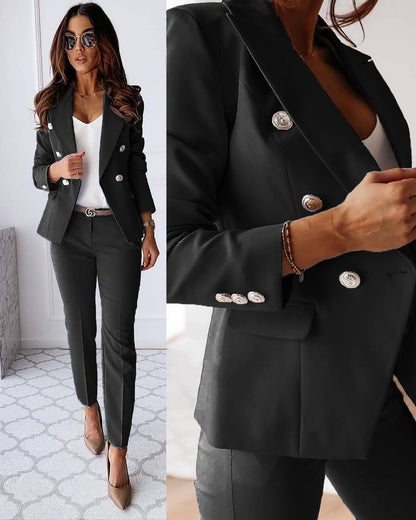 Two-piece women's suit set with blazer and trousers – Celeste