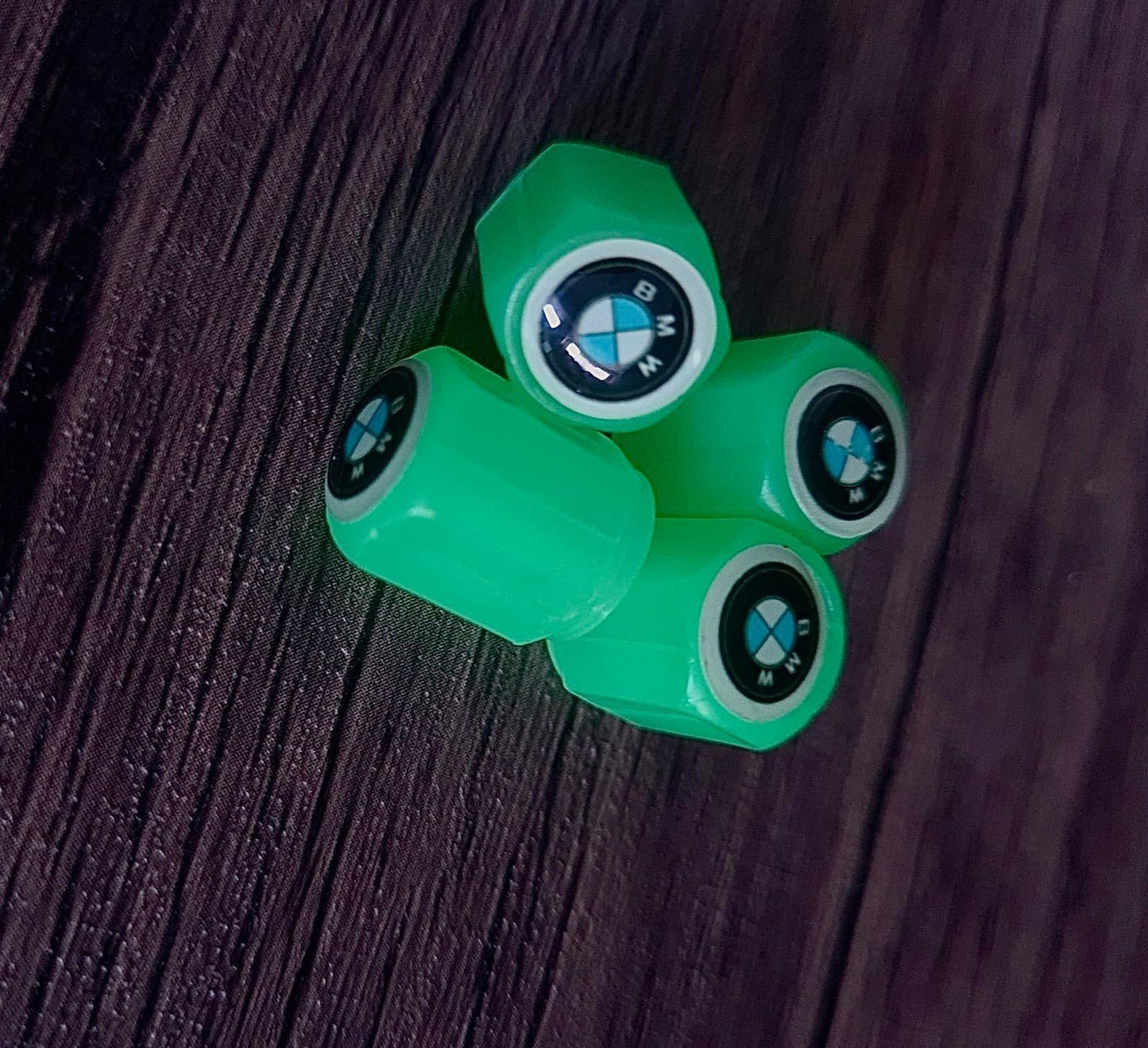 Set of 4 Glow-in-the-Dark Valve Caps with Logo – LuxaGlow