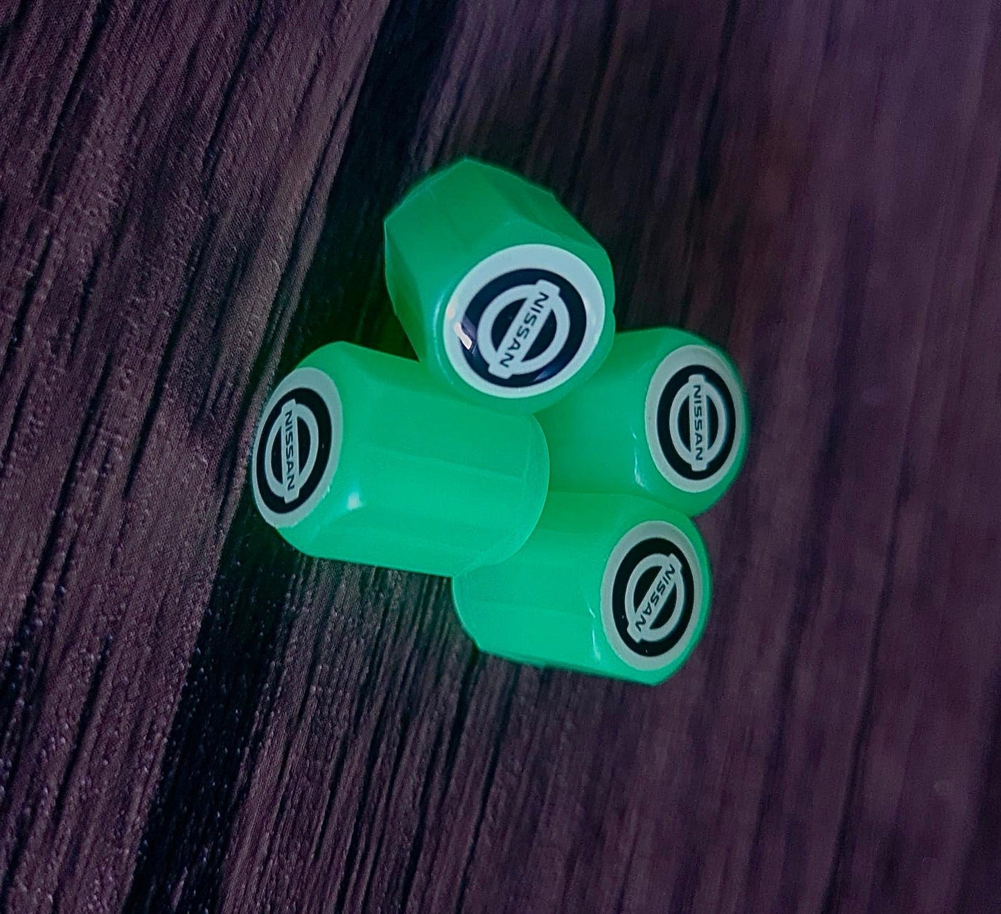 Set of 4 Glow-in-the-Dark Valve Caps with Logo – LuxaGlow