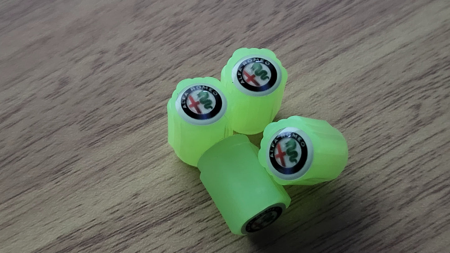 Set of 4 Glow-in-the-Dark Valve Caps with Logo – LuxaGlow