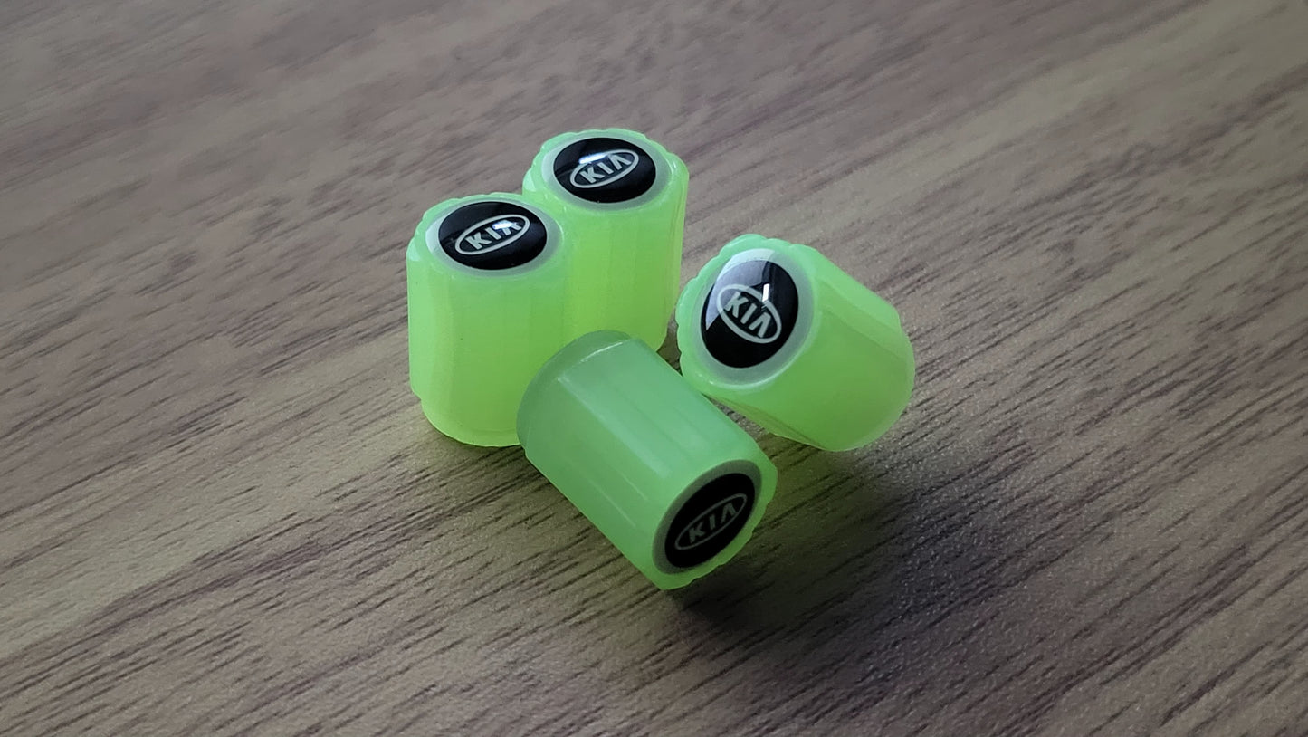 Set of 4 Glow-in-the-Dark Valve Caps with Logo – LuxaGlow