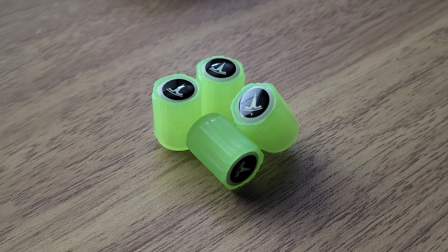 Set of 4 Glow-in-the-Dark Valve Caps with Logo – LuxaGlow