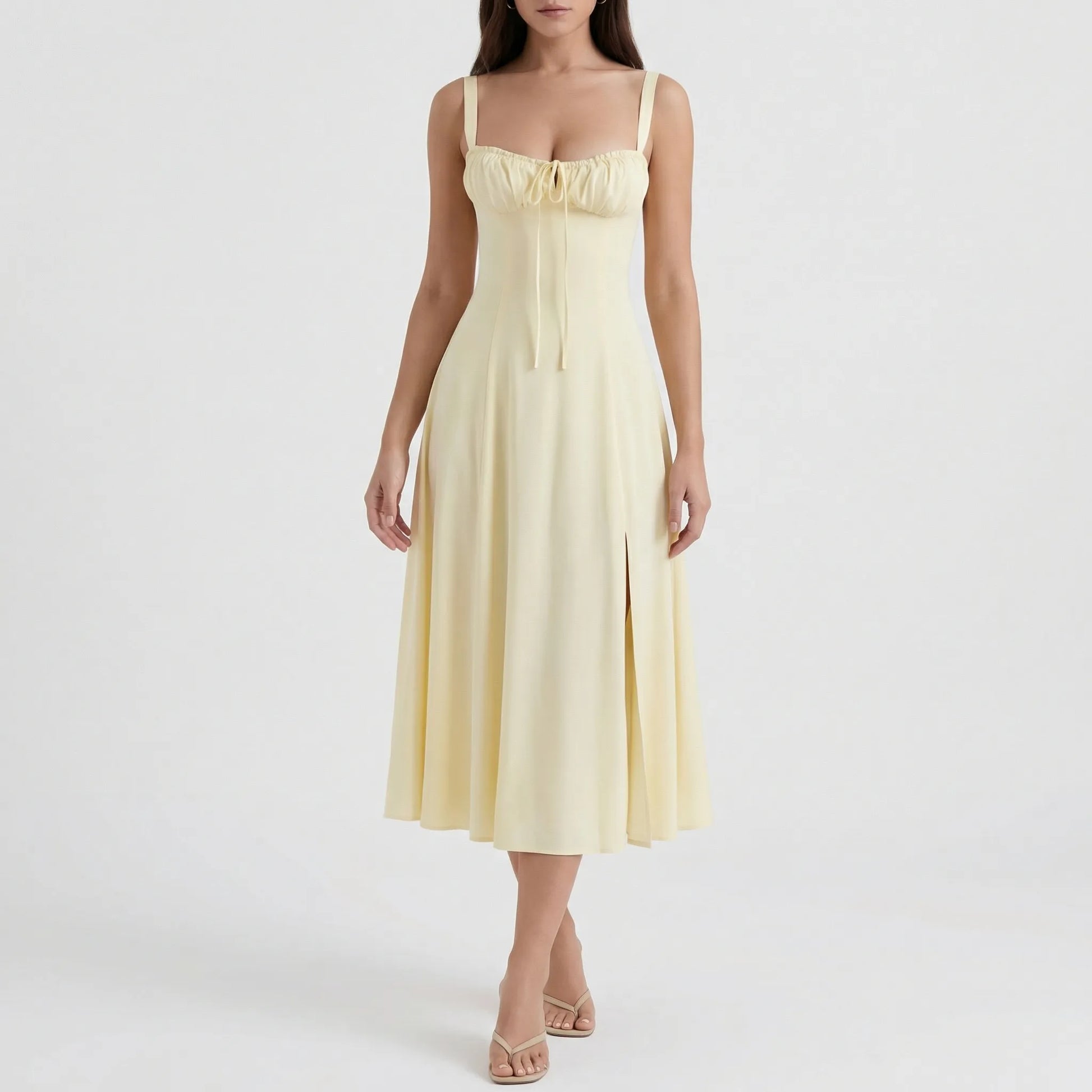 White Floral Dress Midi - Marah