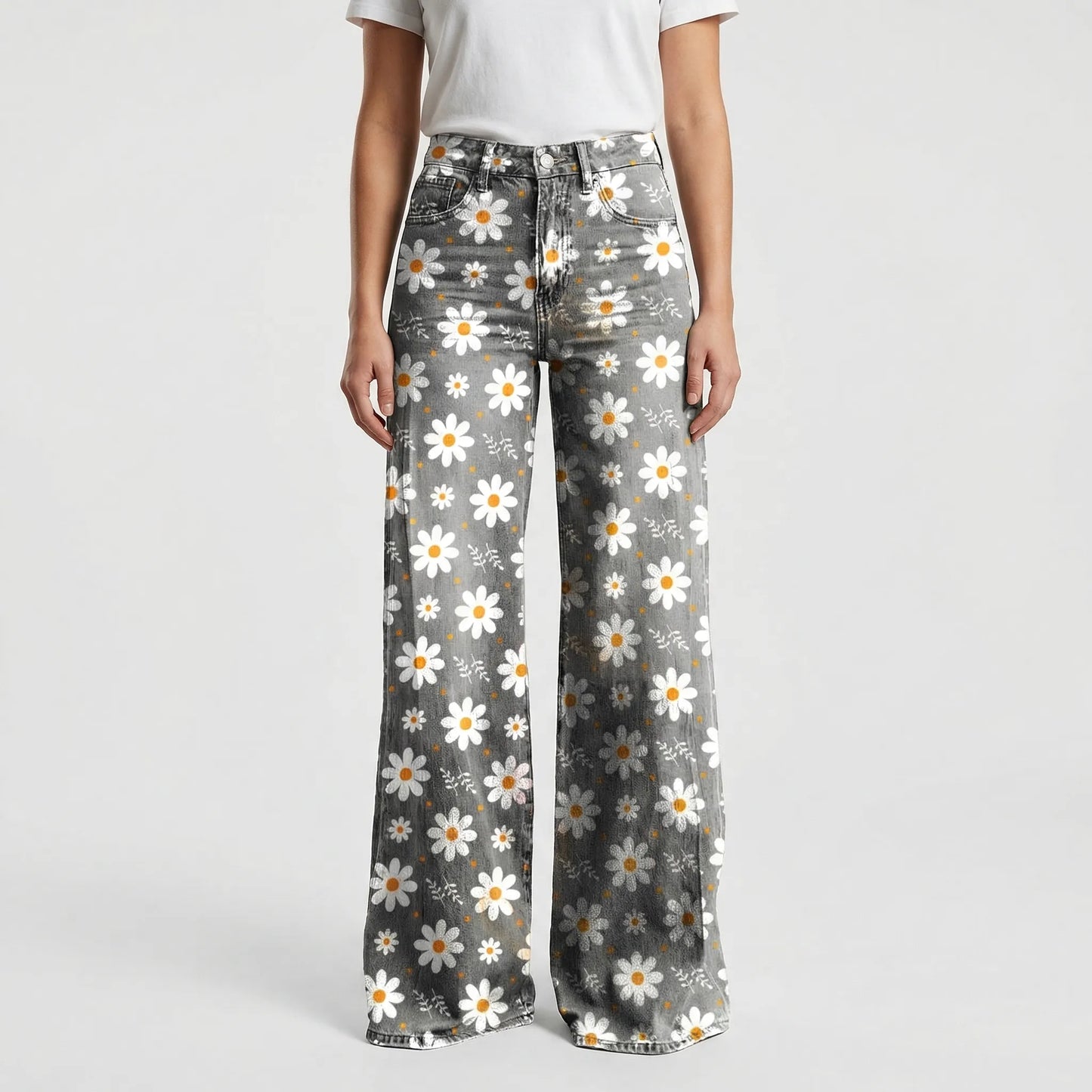 Wide-Leg Floral Print Trousers - Alexis