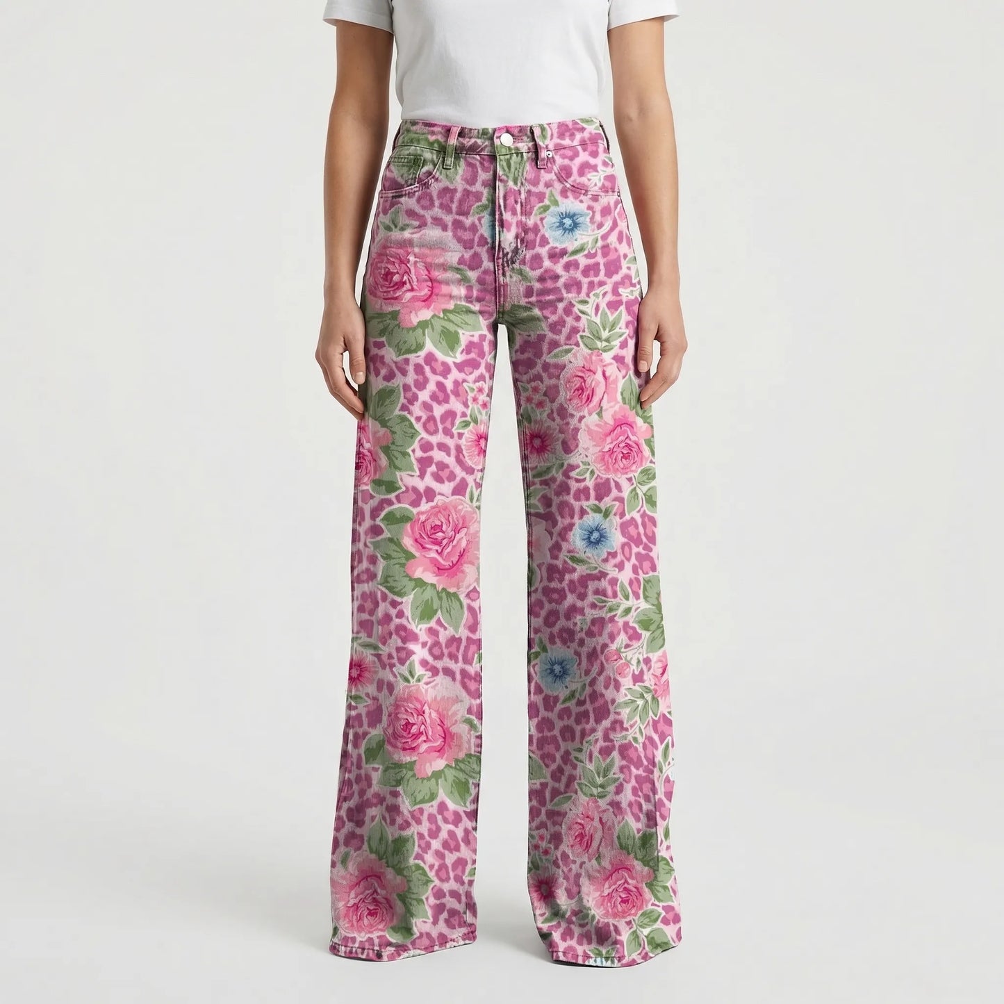 Wide-Leg Floral Print Trousers - Alexis