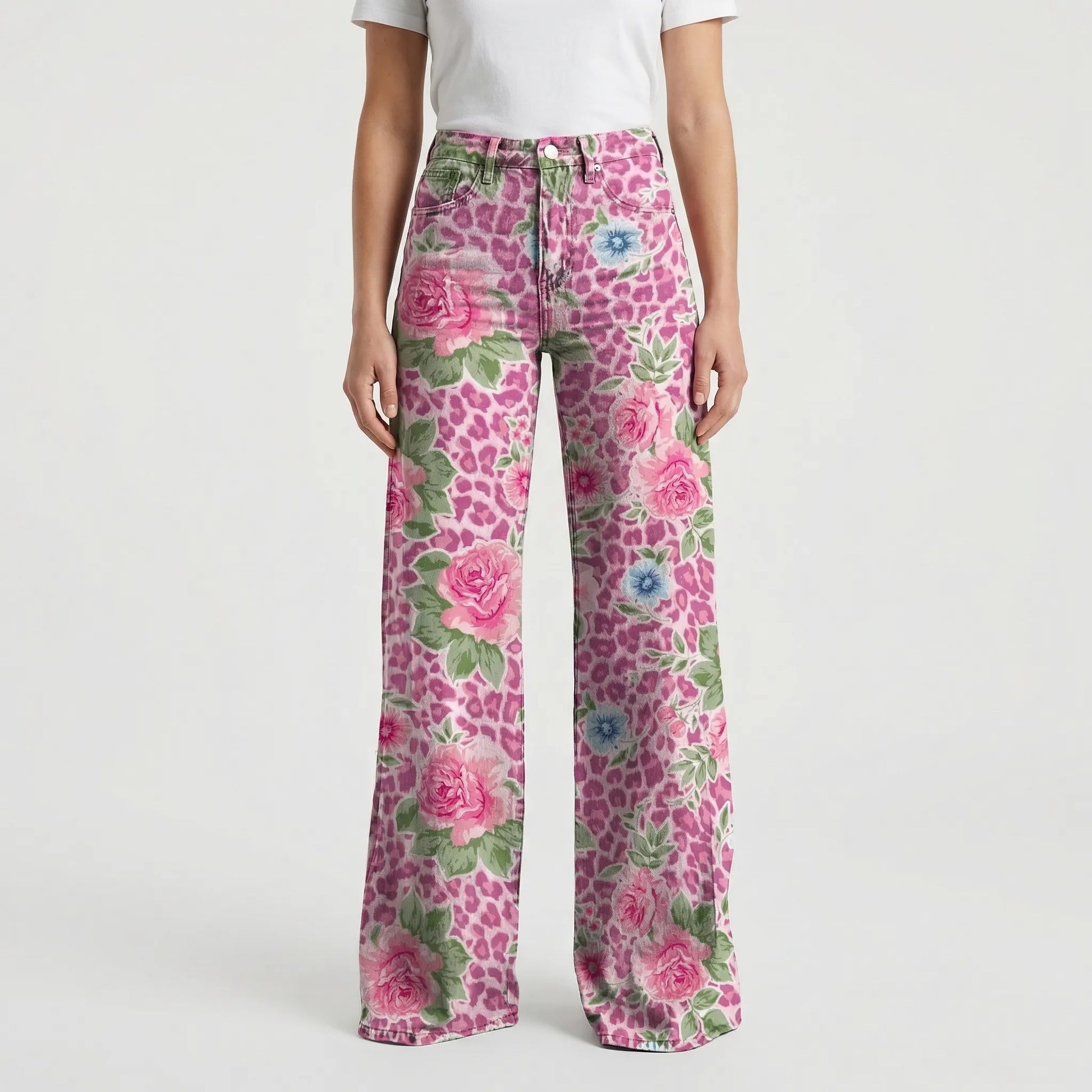 Wide-Leg Floral Print Trousers - Alexis