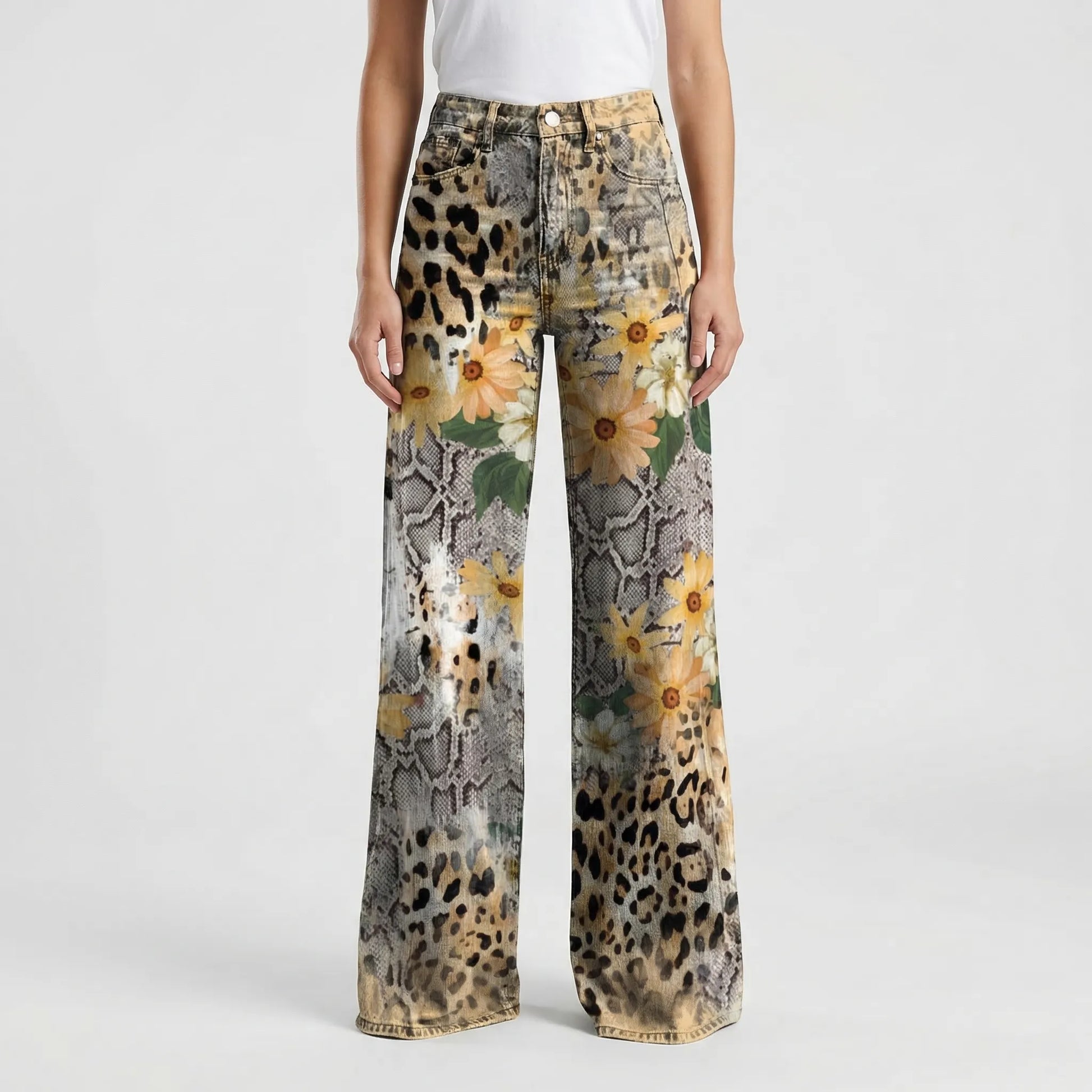 Wide-Leg Floral Print Trousers - Alexis