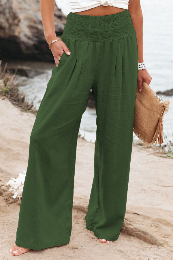 Wide-Leg High-Waist Summer Trousers - Sylvia