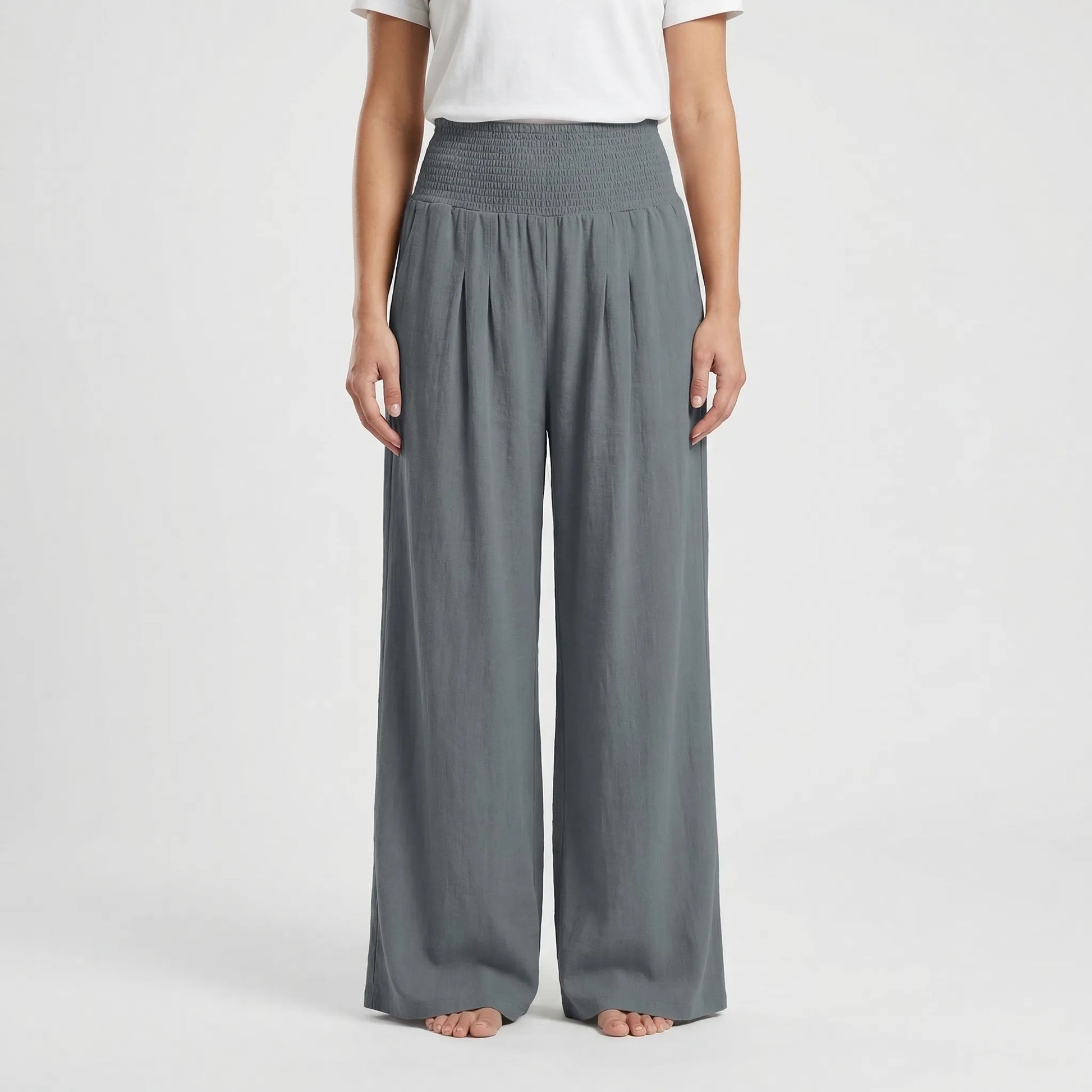 Wide-Leg High-Waist Summer Trousers - Sylvia