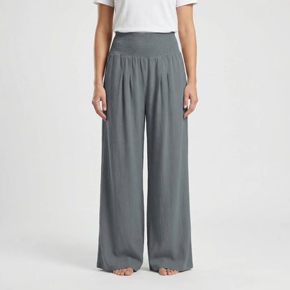 Wide-Leg High-Waist Summer Trousers - Sylvia