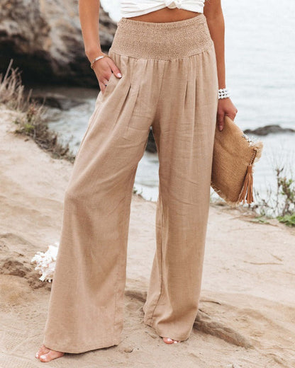 Wide-Leg High-Waist Summer Trousers - Sylvia