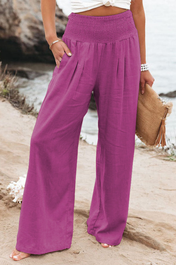 Wide-Leg High-Waist Summer Trousers - Sylvia