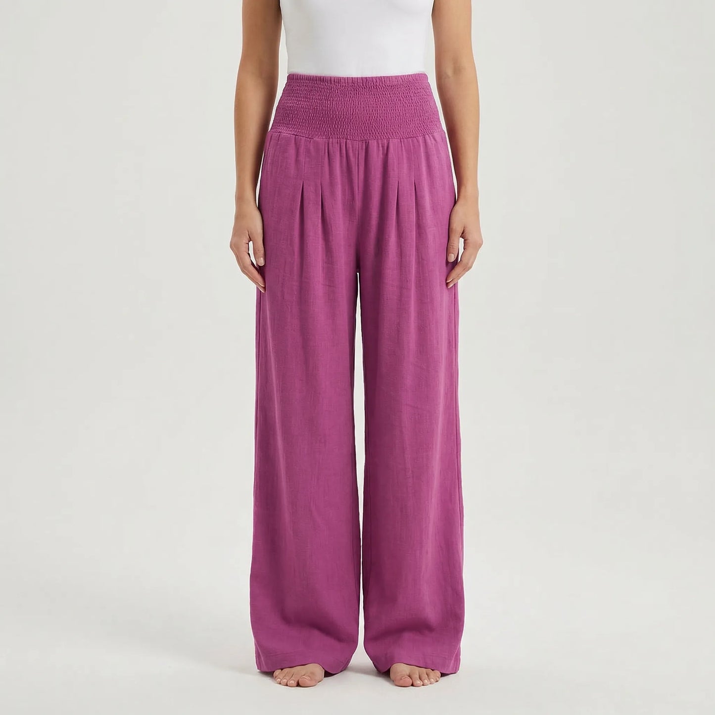 Wide-Leg High-Waist Summer Trousers - Sylvia