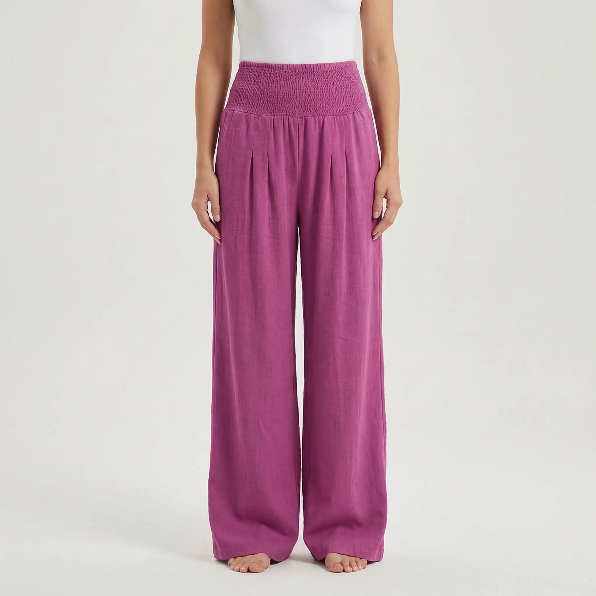Wide-Leg High-Waist Summer Trousers - Sylvia