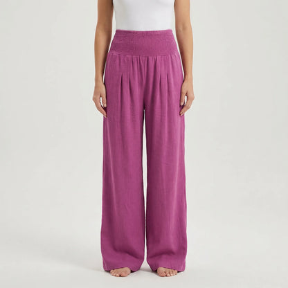 Wide-Leg High-Waist Summer Trousers - Sylvia