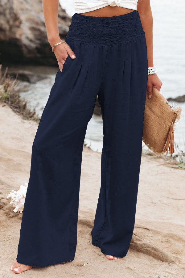 Wide-Leg High-Waist Summer Trousers - Sylvia