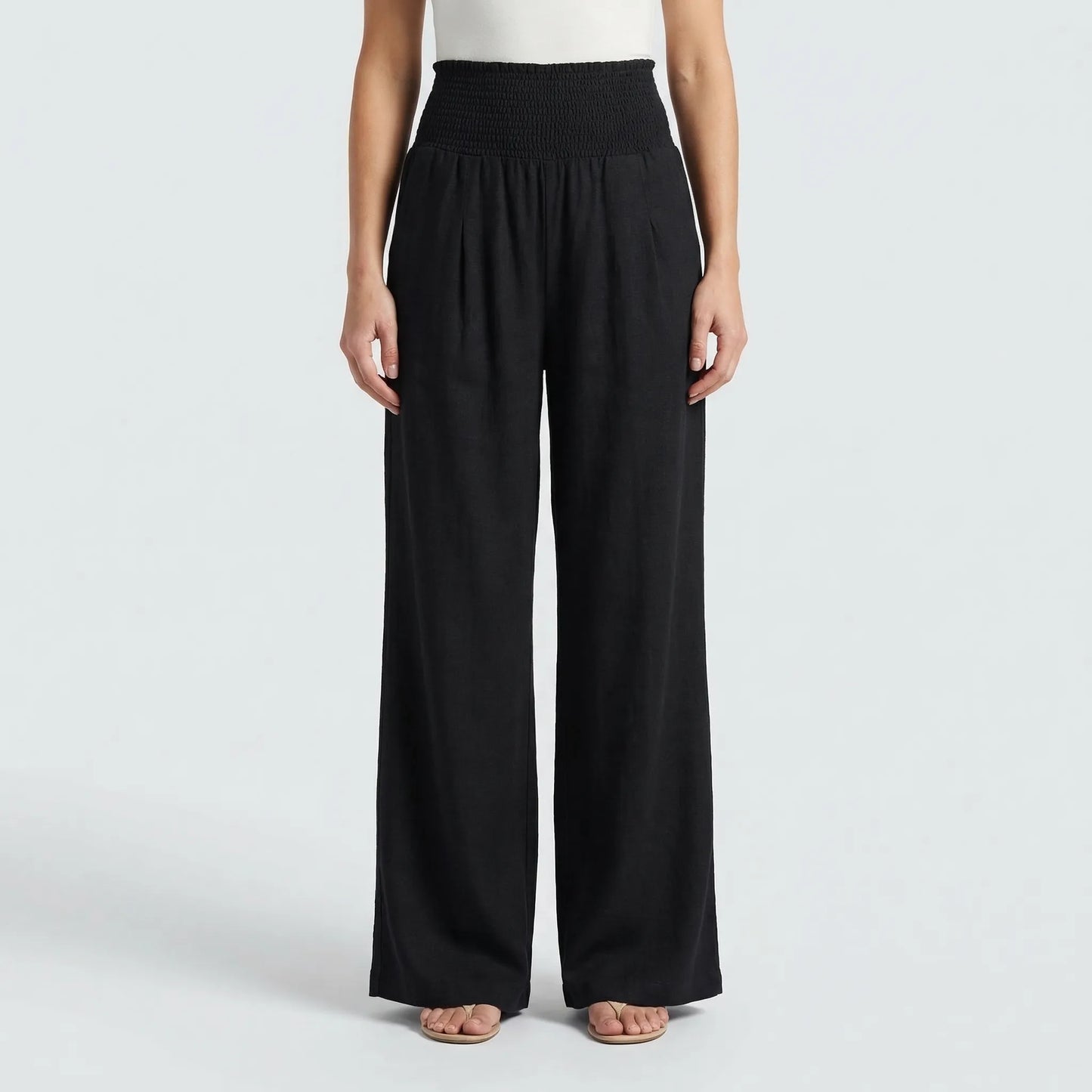 Wide-Leg High-Waist Summer Trousers - Sylvia