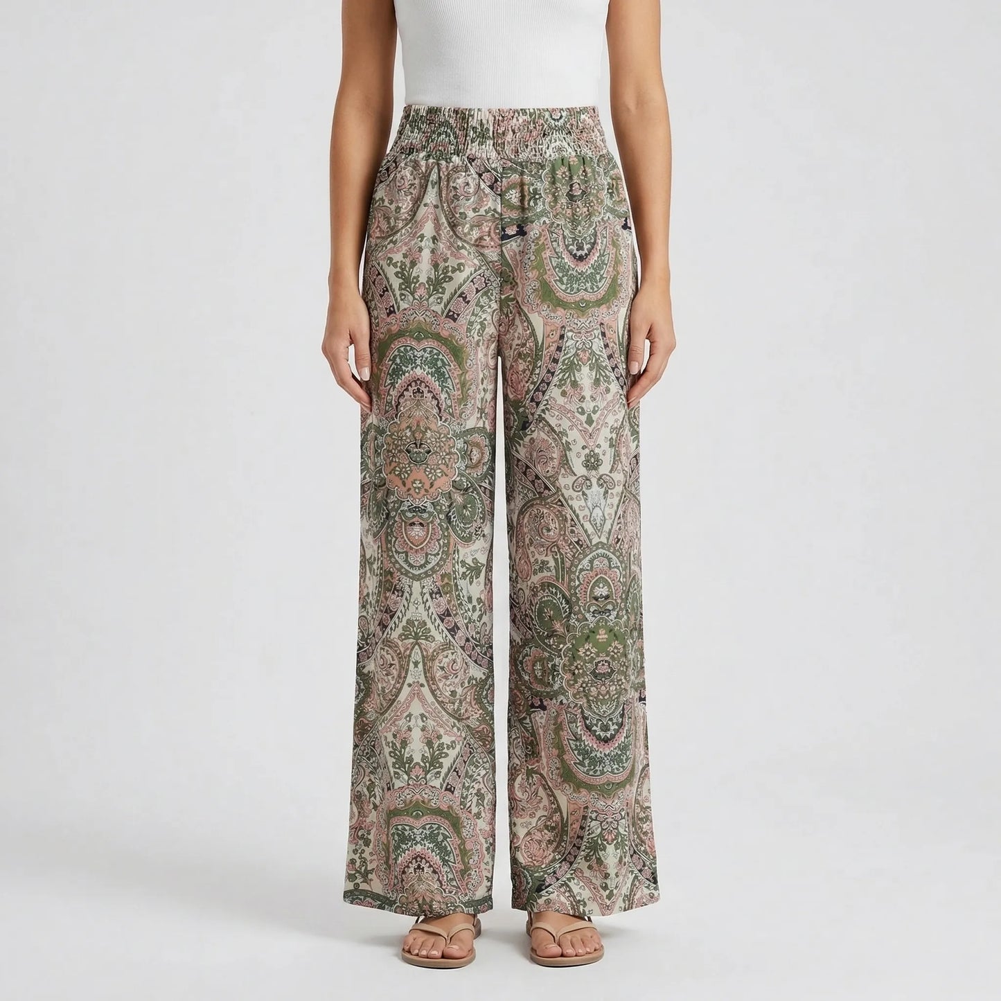 Wide-Leg Printed Boho Trousers - Hannah