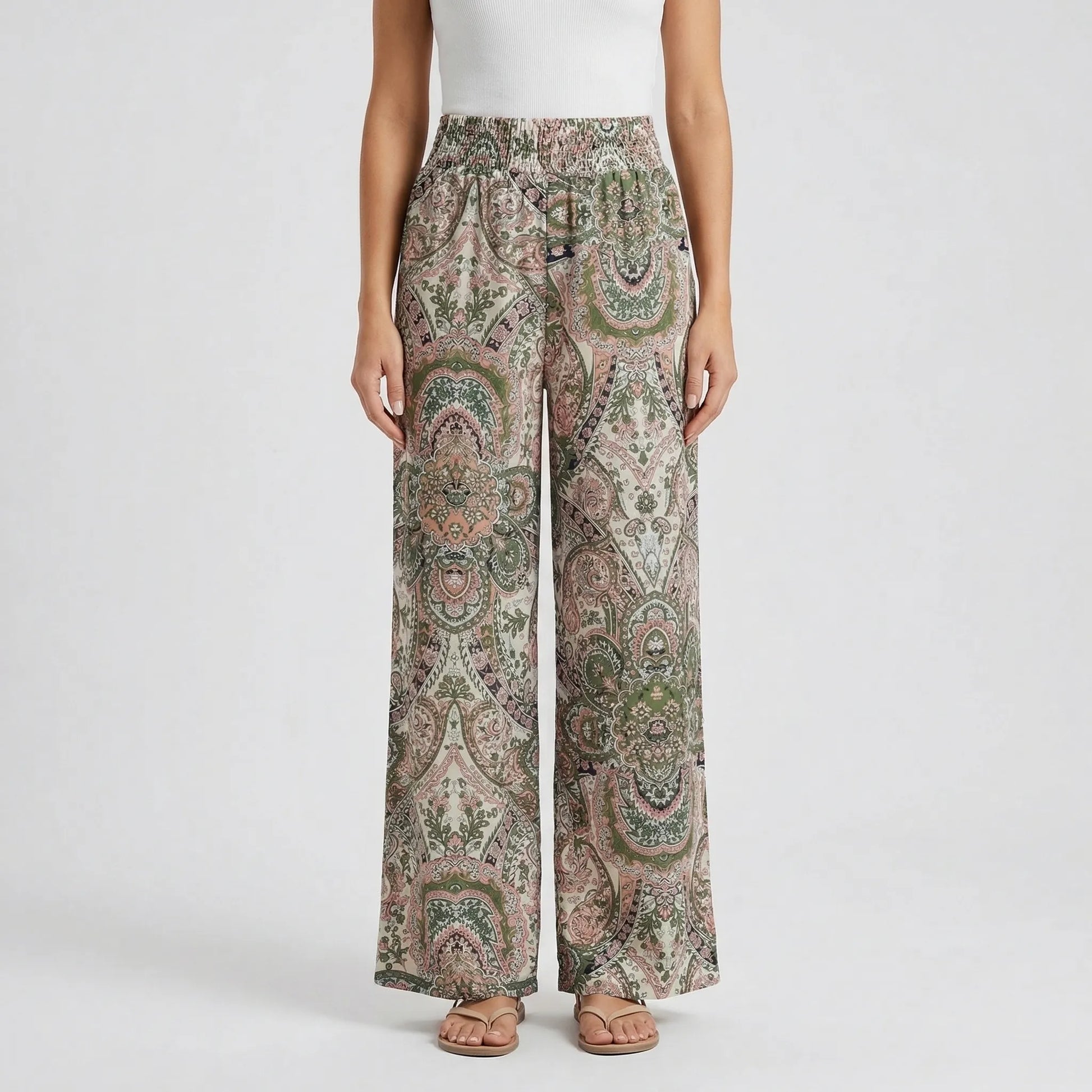 Wide-Leg Printed Boho Trousers - Hannah
