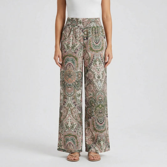 Wide-Leg Printed Boho Trousers - Hannah